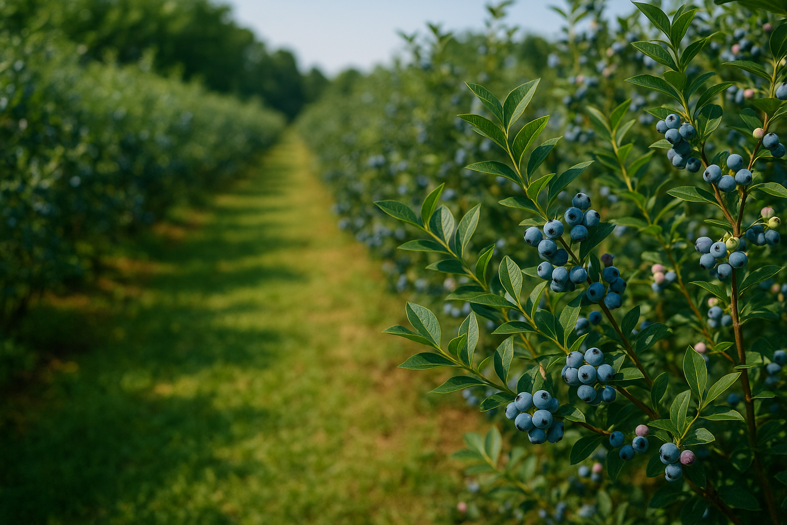Blueberry farm rows 